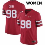 Women's Ohio State Buckeyes #98 Jerron Cage Red Nike NCAA College Football Jersey Lifestyle TRW5644BY